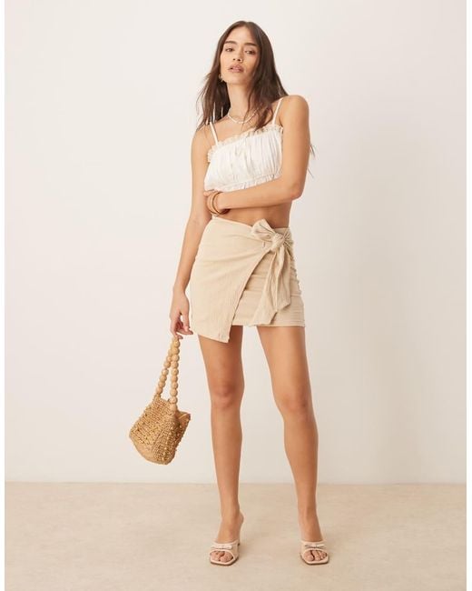ASOS Gray Crinkle Tie Side Mini Skirt
