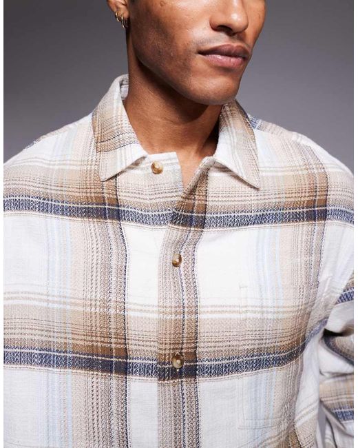 ASOS Gray Boxy Checked Overshirt for men