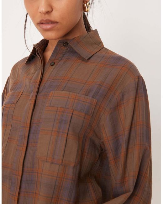 ASOS Natural Mini Shirt Dress With Wide Cuffs And Oversized Pockets