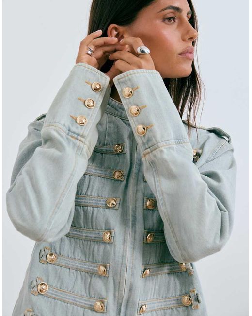 Lioness Gray Rush Hour Napoleon Button Detail Military Jacket