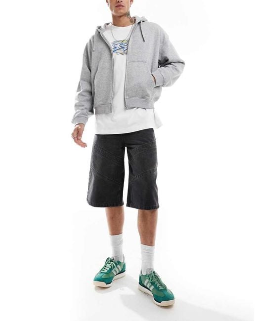 Felpa Con Cappuccio Squadrata Mélange Con Zip di Weekday in Gray da Uomo