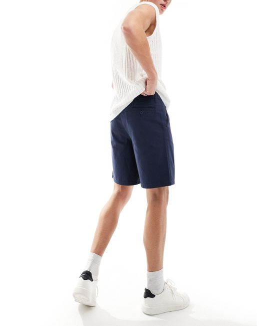 Pantaloncini chino con doppia piega di ASOS in Blue da Uomo