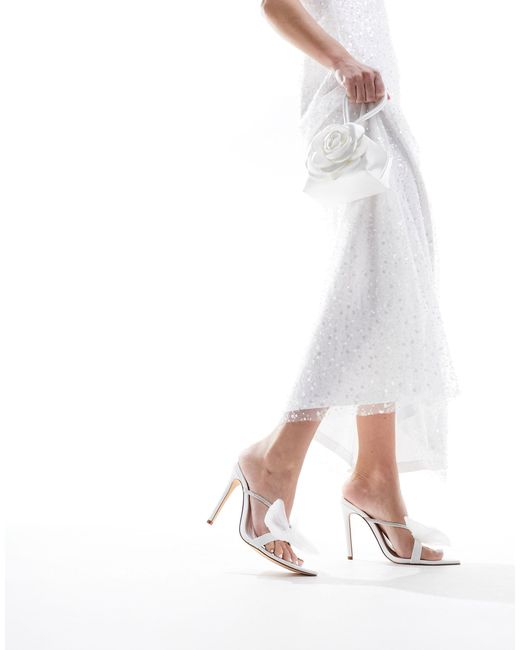 Forever New White Bridal Diamante Bow Heel
