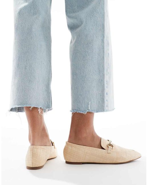 London Rebel Loafers Van Raffia Met Gesp En Puntige Neus in het Blue