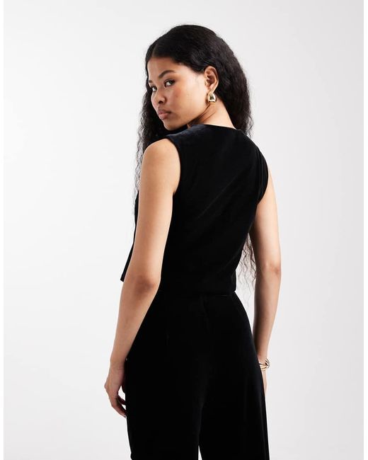 Vero Moda Black Velvet Waistcoat Co-ord
