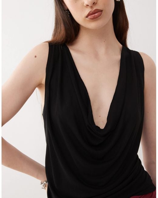 Weekday Red Drape Plunge Top