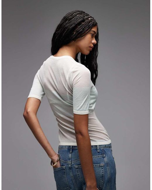 & Other Stories Gray Crew Neck Thin Knitted T-shirt