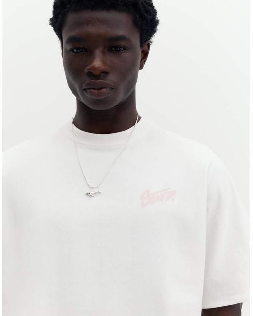 Pull&Bear White Stwd Graffiti Logo T-Shirt for men