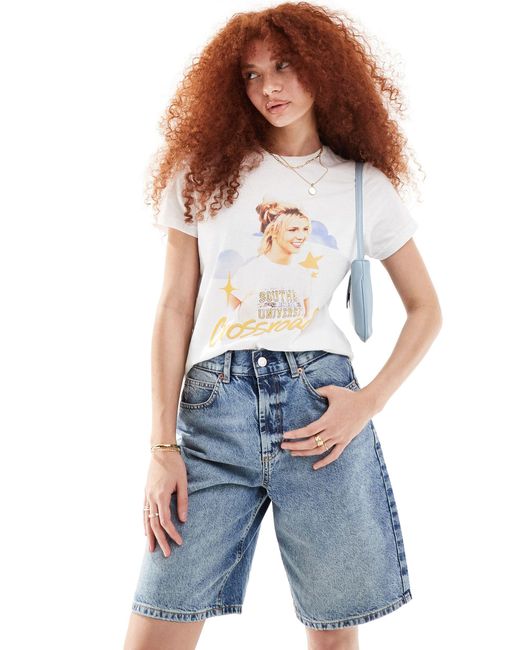 ASOS Blue Baby Tee With Britney Spears Crossroads Licence Graphic