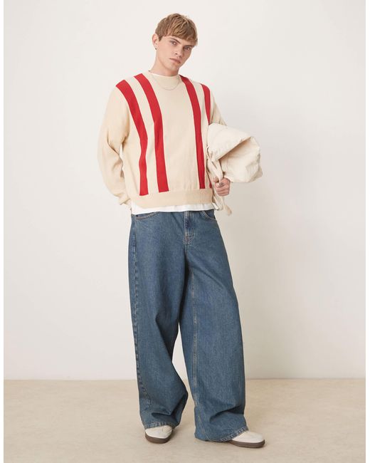 ASOS – kastiger oversize-strickpullover in Red für Herren