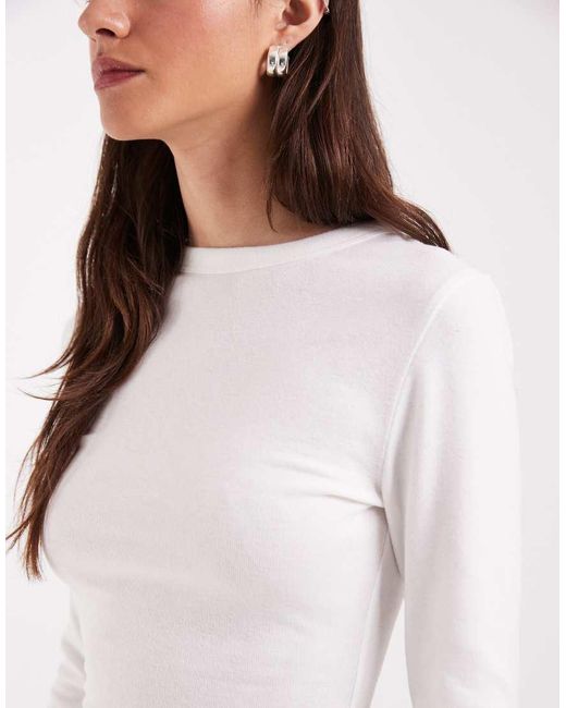 ASOS White Soft Longline Long Sleeve Shrunken Tee