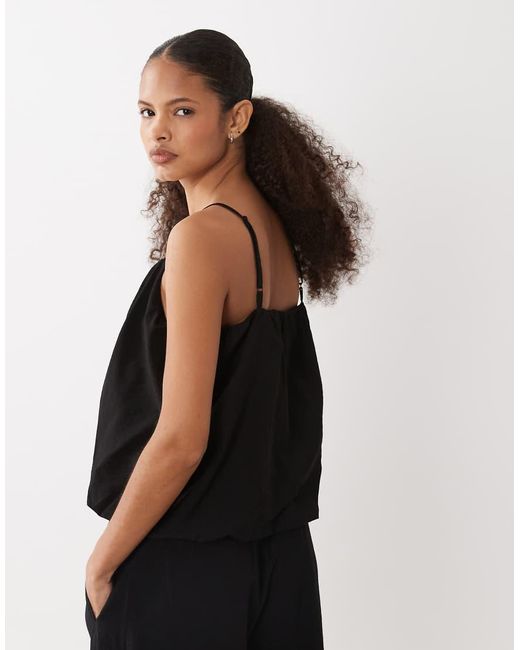 Aware Black Cami Strap Bubble Hem Top Co-ord