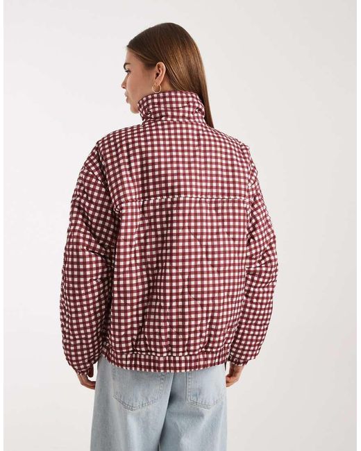 ASOS Red Quilted Bomber Jacket With Yoke Detail