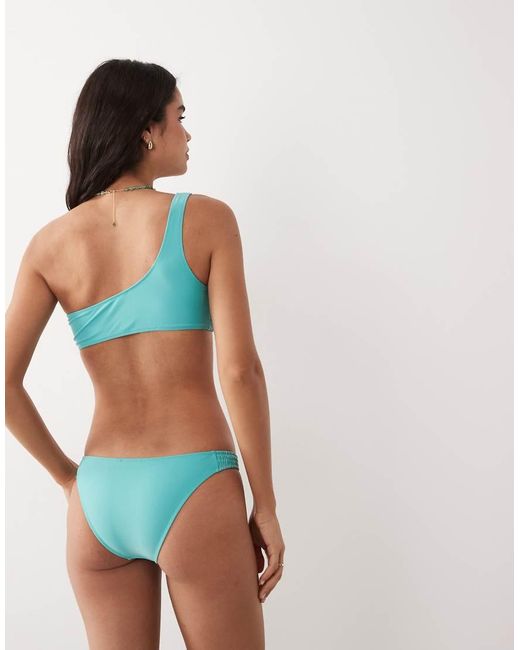 Mango Blue Teen One Shoulder Crinkle Bikini Set