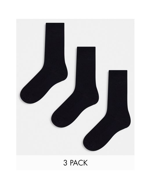 Confezione di 3 paia di calzini neri alla caviglia di River Island in Black da Uomo