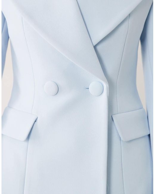 Wanderdoll Blue Charlotte Oversized Lapel Cinch Waist Blazer Co-ord