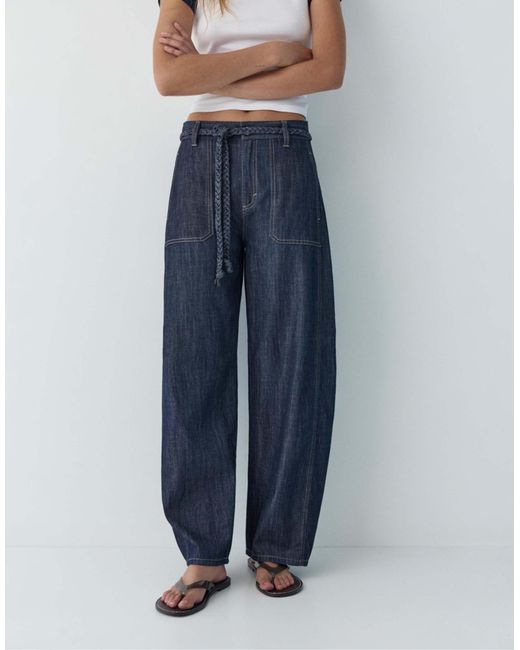 Jean ballon à cordon Pull&Bear en coloris Blue