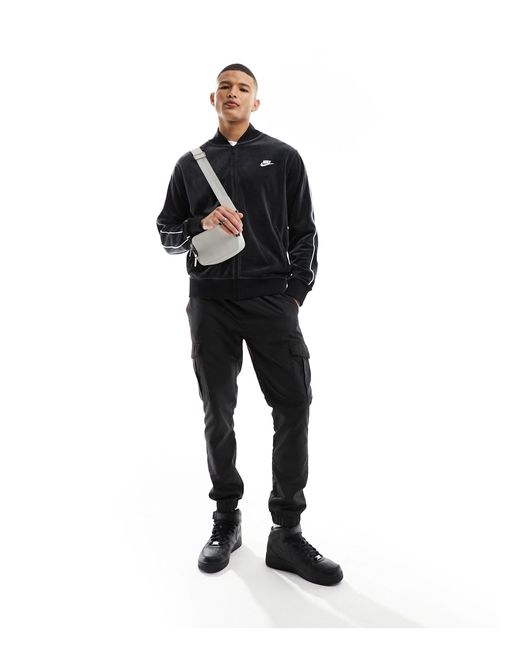 Nike Club – jacke aus velours in Black für Herren