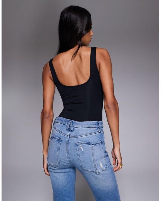 GOOD AMERICAN Blue Sculpting Modern Tank Bodysuit