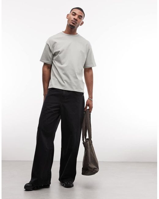 Weekday Gray Boxy Oversized Fit T-shirt for men