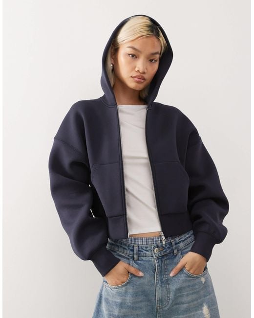 Weekday Blue Oversized Boxy Fit Zip Through Hoodie