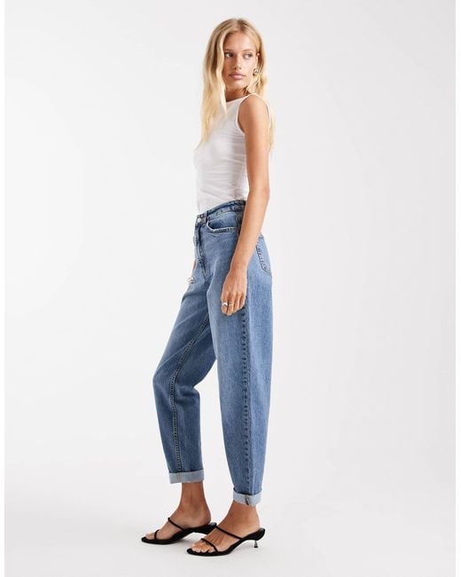 ASOS Blue High Rise Relaxed Mom Jeans