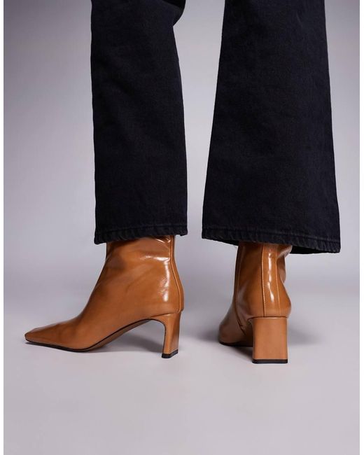 ASOS Brown Eliza Set Back Heel Ankle Boots
