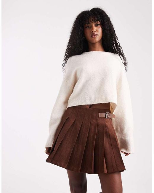 Women's Suede-like Knotted Pleated Irregular Mini Skirt main image 0