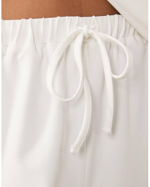 ASOS White Wide Leg Drawstring Shorts