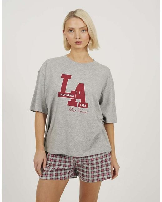 Brave Soul Natural Relaxed Fit Tee And Short Pyjama Set