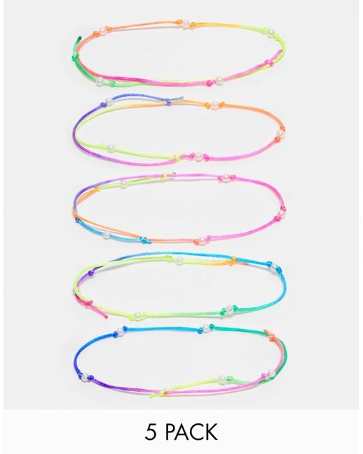 ASOS Blue 5 Pack Cord Bracelet Set for men