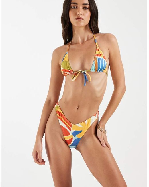 ASOS Orange Ava V Front High Leg Bikini Bottom