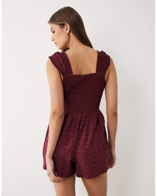 Miss Selfridge Red Broderie Romper