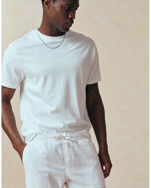 Jack & Jones White Drawstring Linen Mix Pants for men