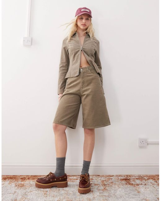 Weekday Natural Astro Co-ord baggy Fit Corduroy Jorts