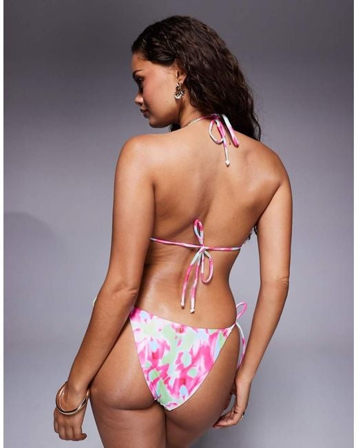 Top Bikini A Triangolo Con Stampa Astratta di Candypants in Pink