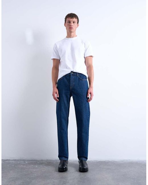 Topman Blue Rigid Straight Jean for men