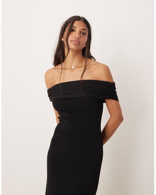 Mango Black Off Shoulder Maxi Dress