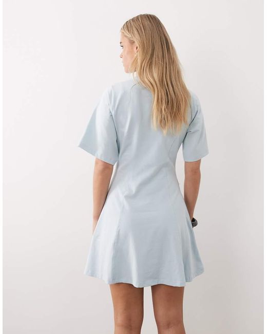 ASOS Blue Asos Design Petite Cinched Seam Detail Mini Dress