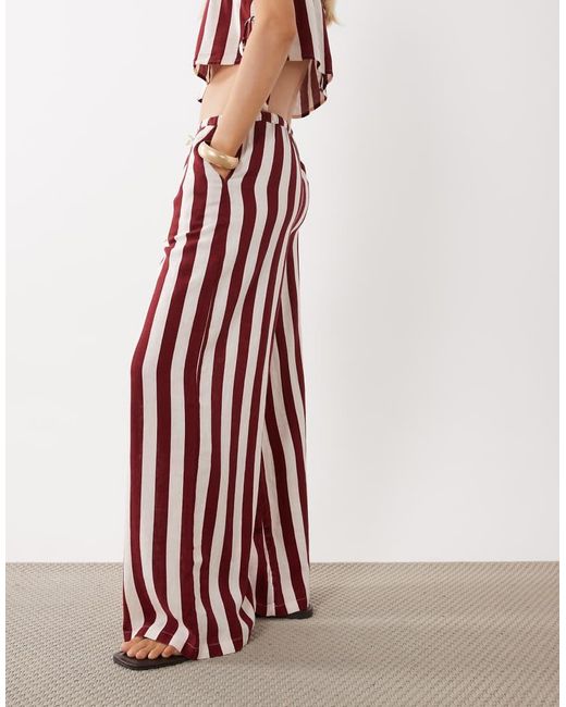 Nobody's Child Pink Reese Linen Blend Drawstring Wide Leg Trousers
