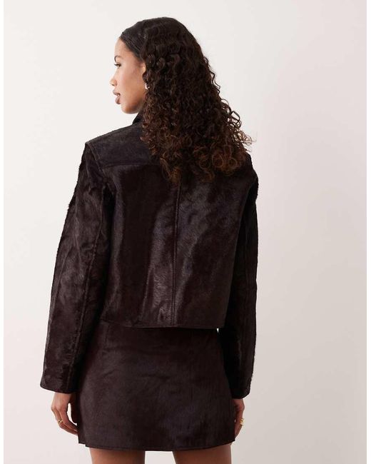 Mango Black 100% Leather Jacket Co-ord