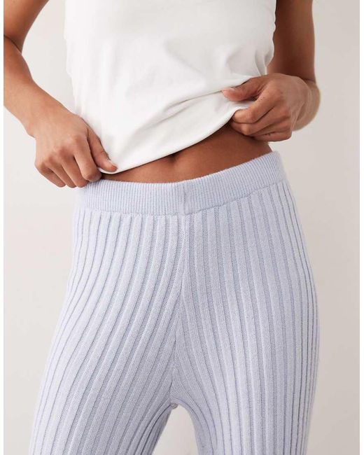 River Island Blue Knitted Wide Leg Cable Knitted Trouser Co-Ord