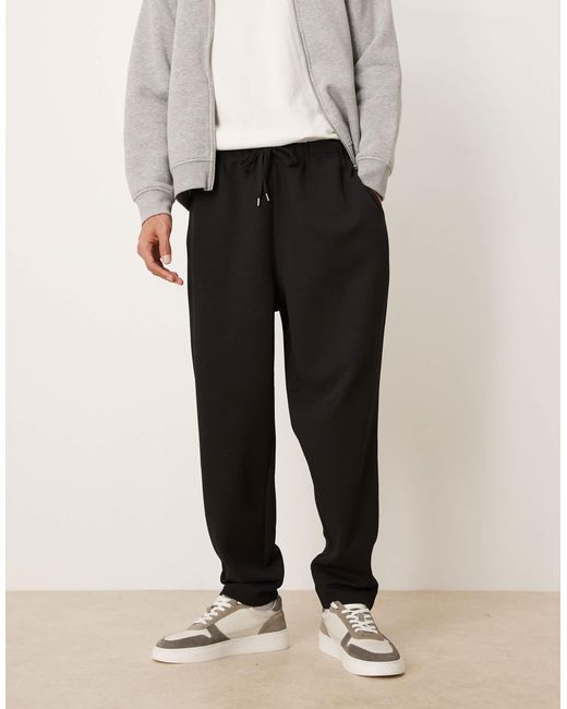 ASOS Black Tapered Trackies With Front Pleats for men