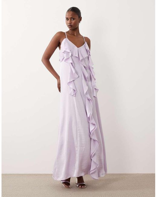 Vero Moda Pink Cami Midi Dress With Ruffle Trim Detail