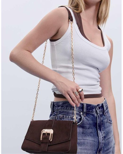 Stradivarius Blue Crossbody Bag With Irregular Buckle