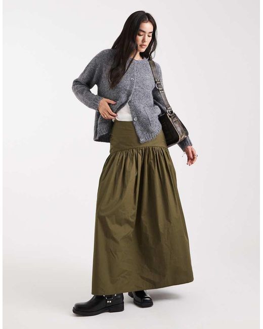 ASOS Green Drop Waist Maxi Skirt