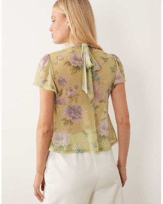 ASOS Multicolor Short Sleeve Top With Keyhole Detail