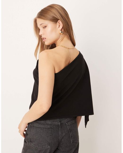 ASOS Black Knitted One Shoulder Cape