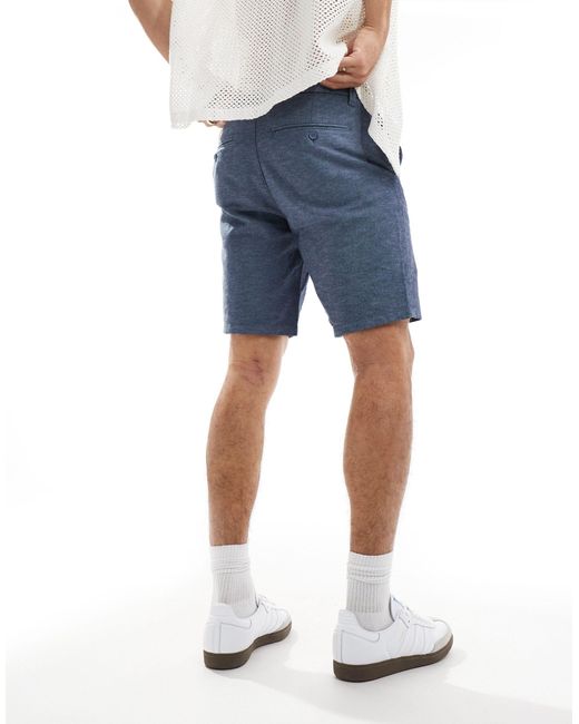 Only & Sons Blue Linen Mix Chino Short for men