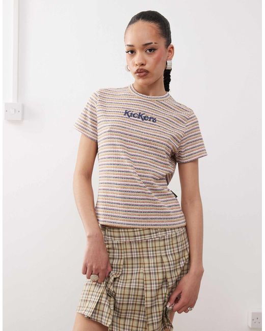 Kickers Brown Retro Stripe Crop Baby Tee
